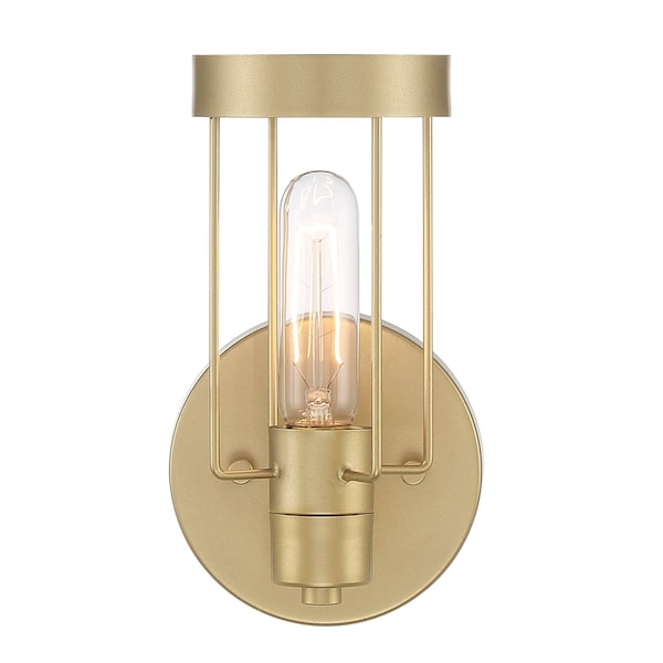 Designers Fountain Tafo 9.5in 1-Light Golden Mist Industrial Indoor Wall Sconce with Metal Cage D273M-WS-GM - main